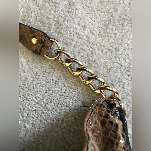 MICHAEL KORS Python Snake Brown Hobo Shoulder Handbag Purse - Picture 13 of 16